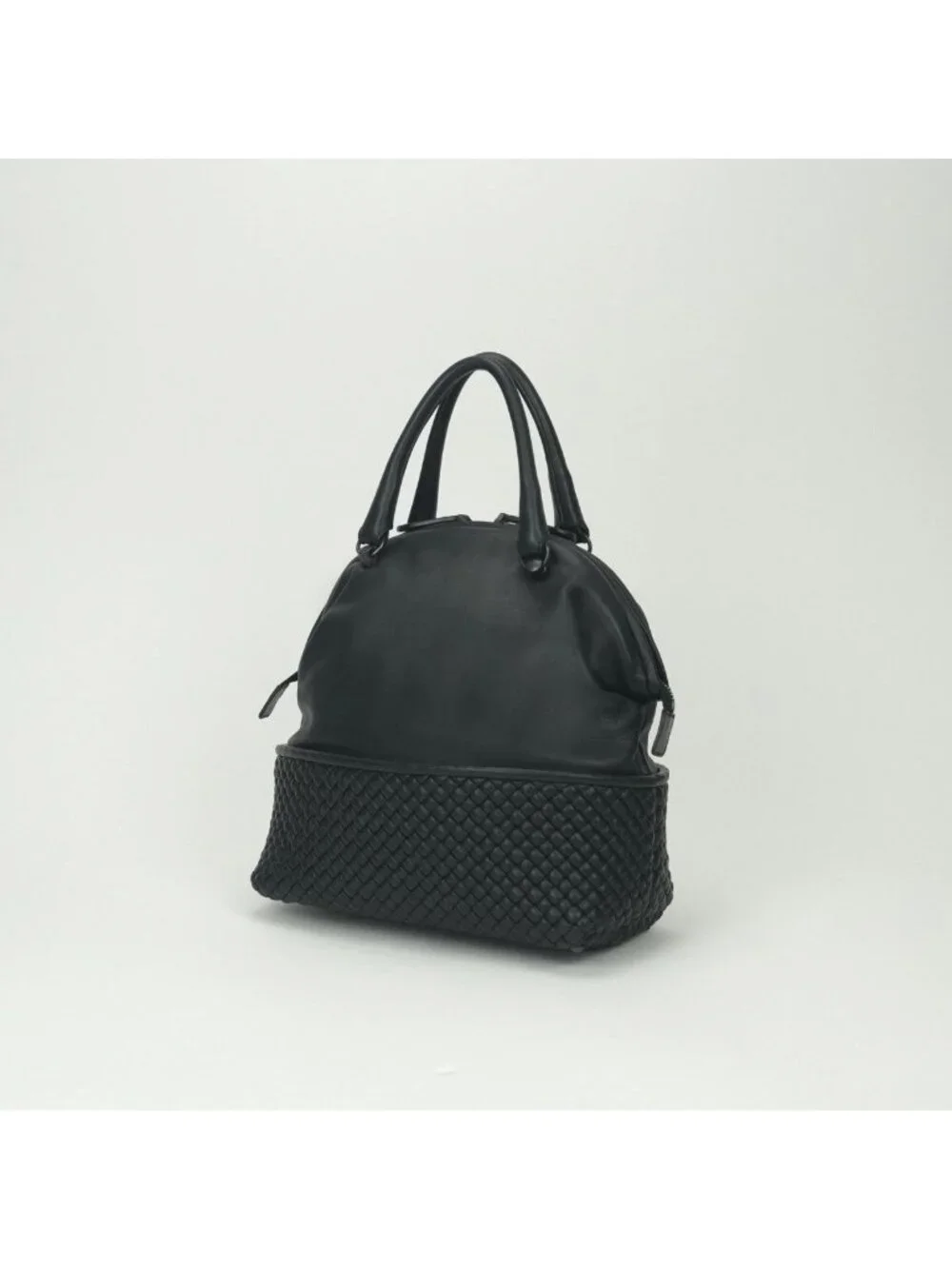 Bottega Veneta Intrecciato Tote Black Silver Handbag
